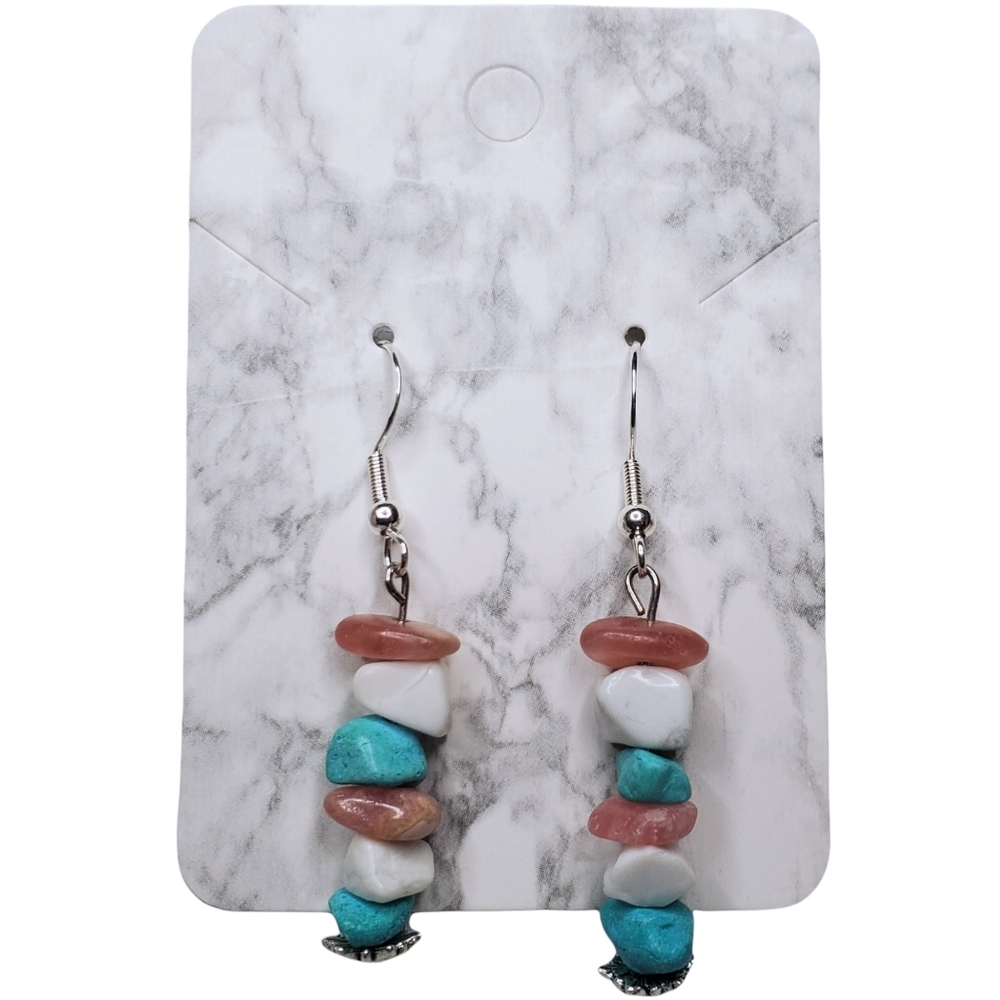 🌟2 for $15 - Natural Gemstone & Crystal Chip Bead Earrings - 925 SS